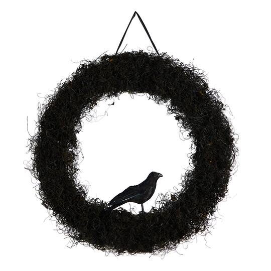 30" Halloween Black Raven Twig Wreath